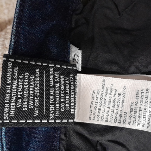 7 For All Mankind Women's 27 High Rise Blue Fringe Jeans - Picture 7 of 7